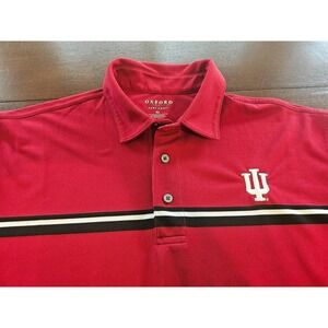 Oxford America Mens Red W Blk Stripe Indiana University‎ Polo Golf Size XL